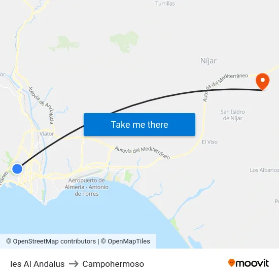 Ies Al Andalus to Campohermoso map