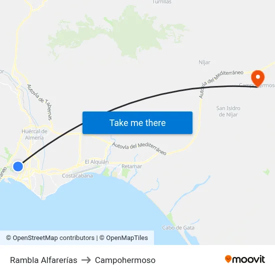 Rambla Alfarerías to Campohermoso map