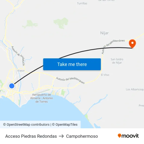 Acceso Piedras Redondas to Campohermoso map