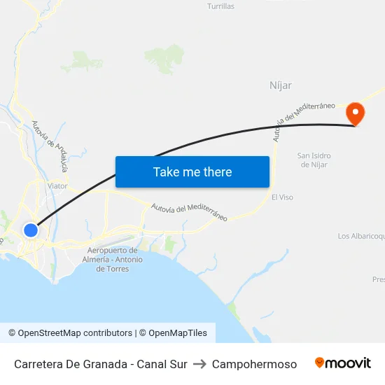Carretera De Granada - Canal Sur to Campohermoso map