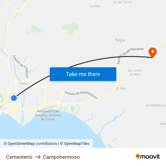 Cementerio to Campohermoso map