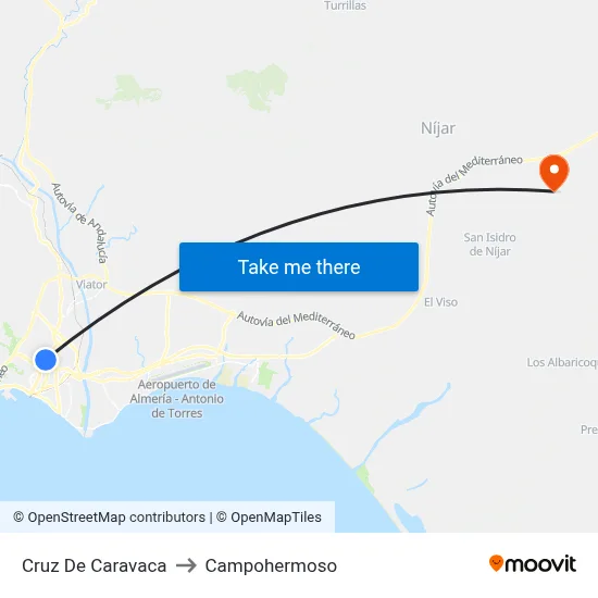 Cruz De Caravaca to Campohermoso map