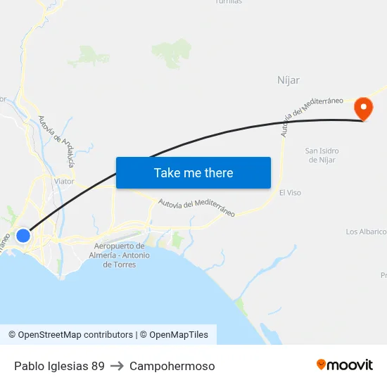 Pablo Iglesias 89 to Campohermoso map
