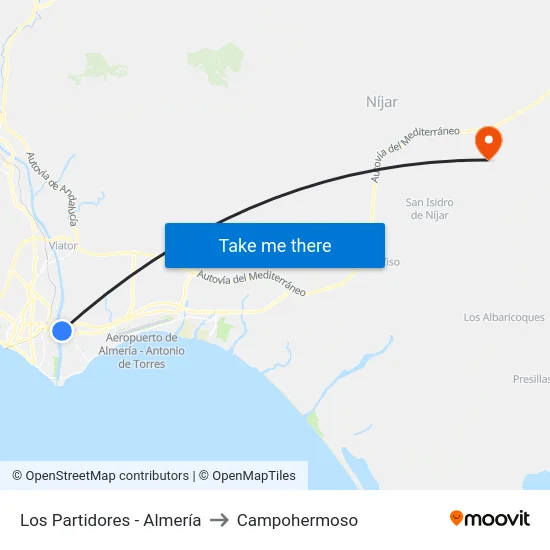 Los Partidores - Almería to Campohermoso map