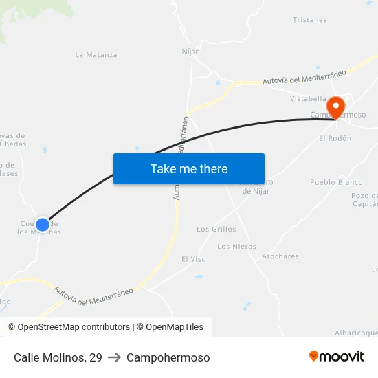 Calle Molinos, 29 to Campohermoso map