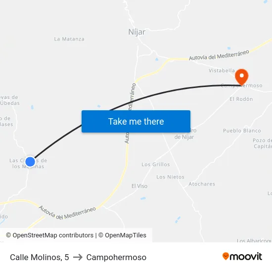 Calle Molinos, 5 to Campohermoso map