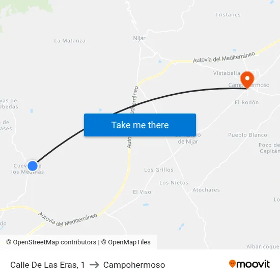 Calle De Las Eras, 1 to Campohermoso map