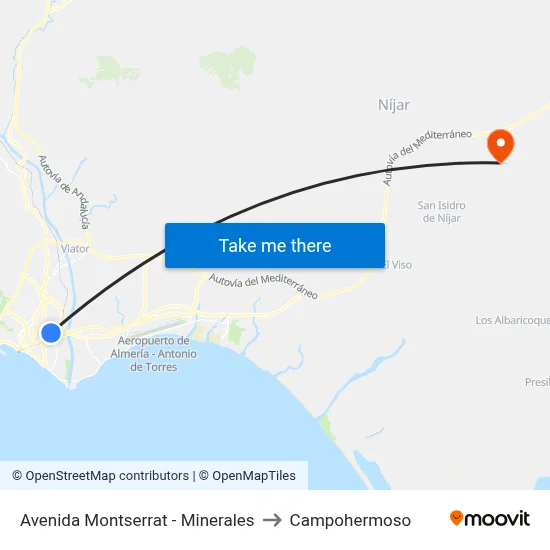 Avenida Montserrat - Minerales to Campohermoso map