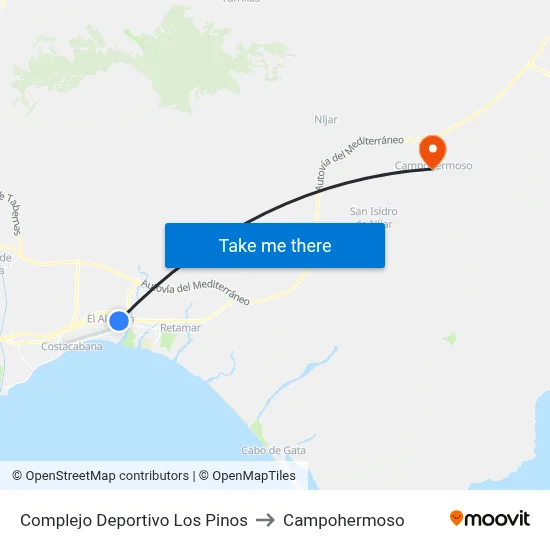 Complejo Deportivo Los Pinos to Campohermoso map