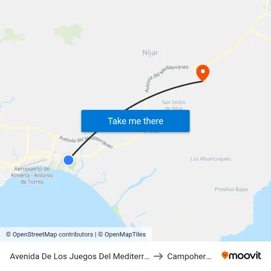 Avenida De Los Juegos Del Mediterráneo, 37 to Campohermoso map