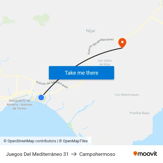 Juegos Del Mediterráneo 31 to Campohermoso map