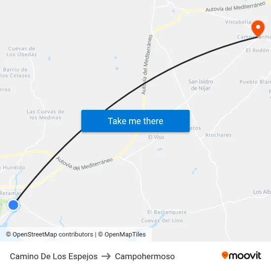 Camino De Los Espejos to Campohermoso map