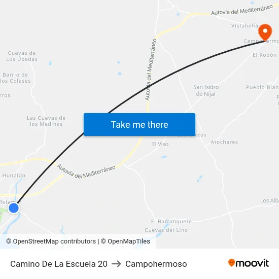 Camino De La Escuela 20 to Campohermoso map