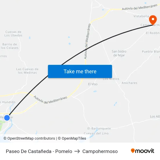 Paseo De Castañeda - Pomelo to Campohermoso map