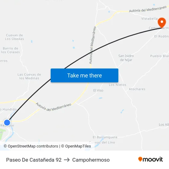 Paseo De Castañeda 92 to Campohermoso map
