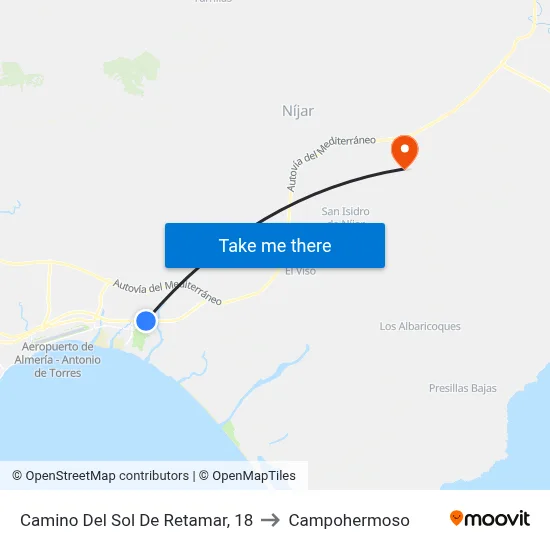 Camino Del Sol De Retamar, 18 to Campohermoso map