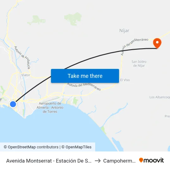 Avenida Montserrat - Estación De Servicio to Campohermoso map