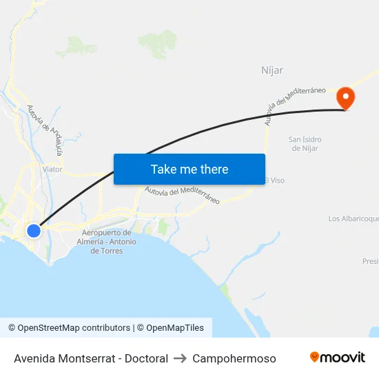 Avenida Montserrat - Doctoral to Campohermoso map