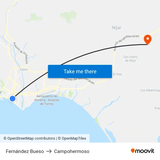 Fernández Bueso to Campohermoso map