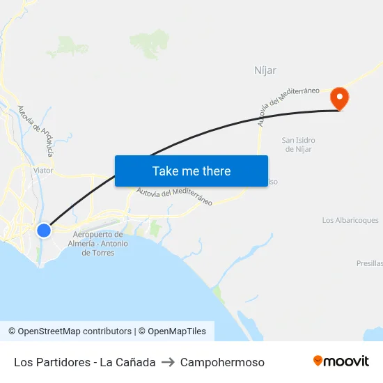 Los Partidores - La Cañada to Campohermoso map