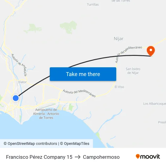 Francisco Pérez Company 15 to Campohermoso map