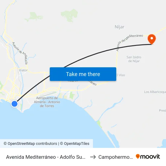 Avenida Mediterráneo - Adolfo Suárez to Campohermoso map