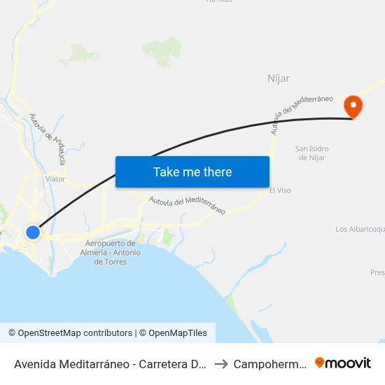 Avenida Meditarráneo - Carretera De Níjar to Campohermoso map