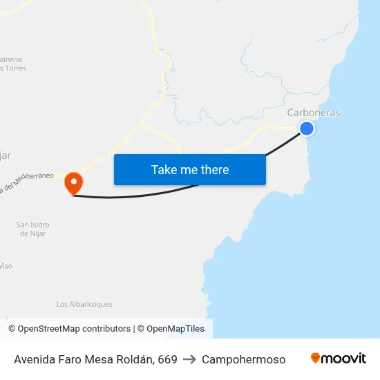 Avenida Faro Mesa Roldán, 669 to Campohermoso map