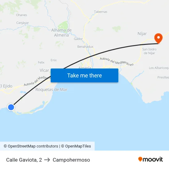 Calle Gaviota, 2 to Campohermoso map
