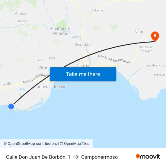 Calle Don Juan De Borbón, 1 to Campohermoso map