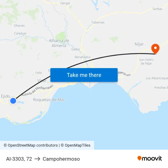 Al-3303, 72 to Campohermoso map