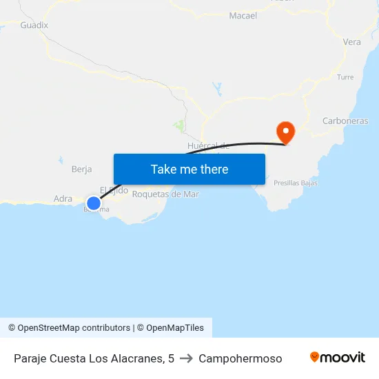 Paraje Cuesta Los Alacranes, 5 to Campohermoso map