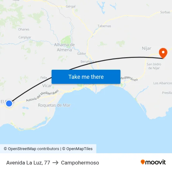 Avenida La Luz, 77 to Campohermoso map