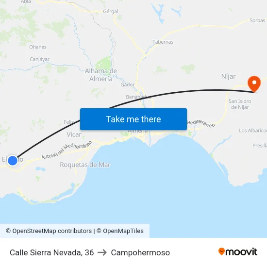 Calle Sierra Nevada, 36 to Campohermoso map