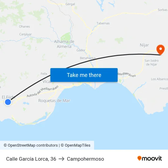 Calle García Lorca, 36 to Campohermoso map