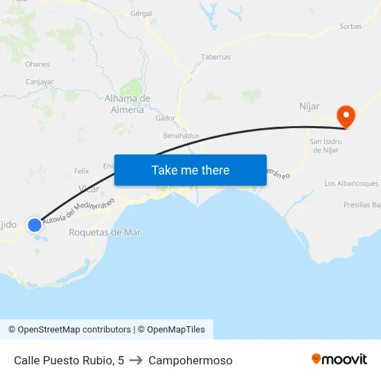 Calle Puesto Rubio, 5 to Campohermoso map