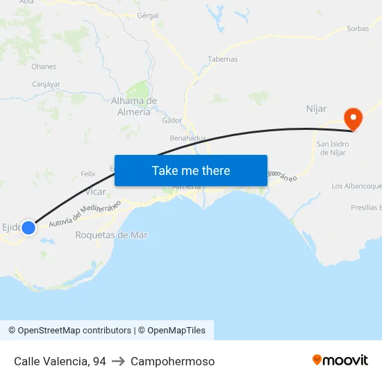 Calle Valencia, 94 to Campohermoso map