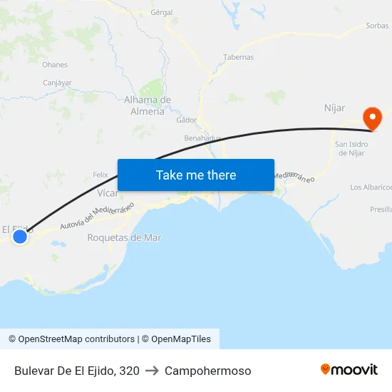 Bulevar De El Ejido, 320 to Campohermoso map