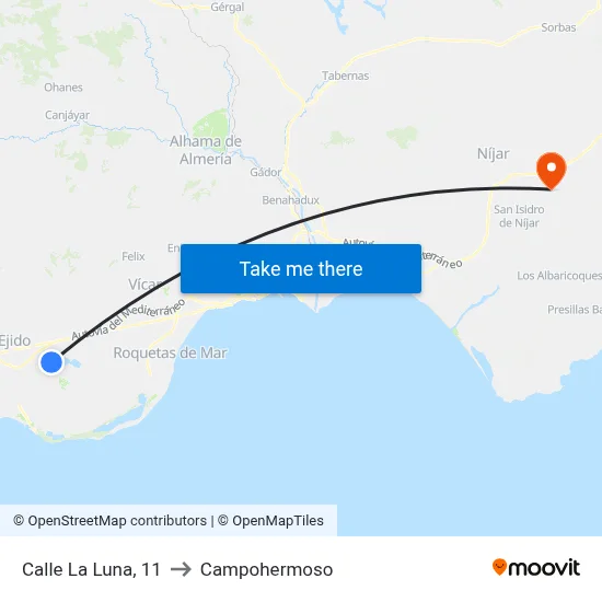 Calle La Luna, 11 to Campohermoso map
