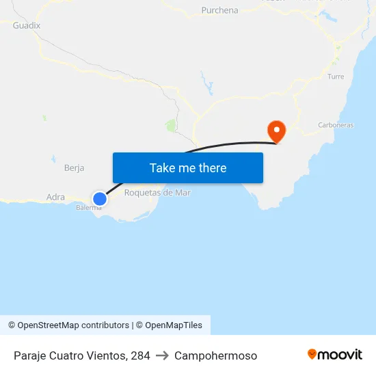 Paraje Cuatro Vientos, 284 to Campohermoso map