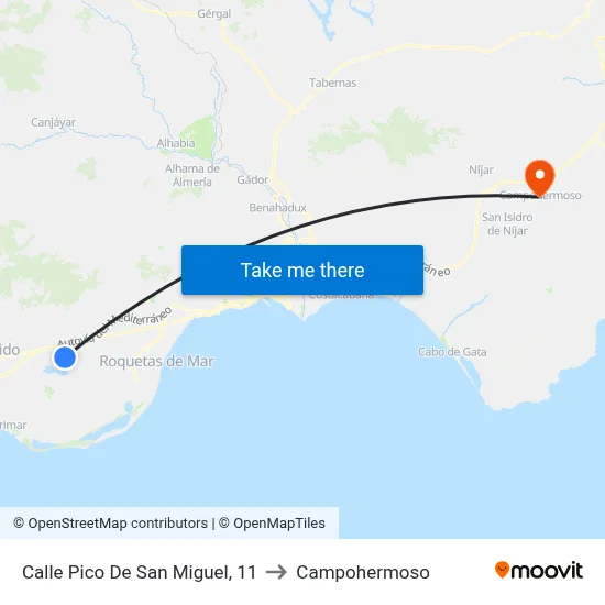 Calle Pico De San Miguel, 11 to Campohermoso map