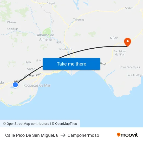 Calle Pico De San Miguel, 8 to Campohermoso map