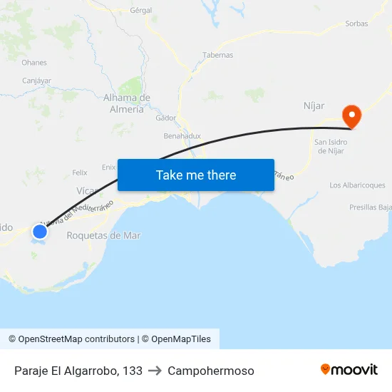 Paraje El Algarrobo, 133 to Campohermoso map