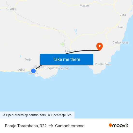 Paraje Tarambana, 322 to Campohermoso map