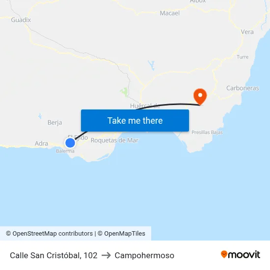 Calle San Cristóbal, 102 to Campohermoso map