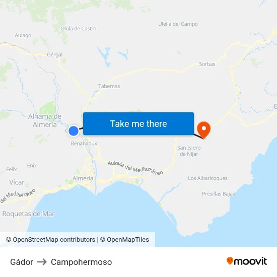 Gádor to Campohermoso map