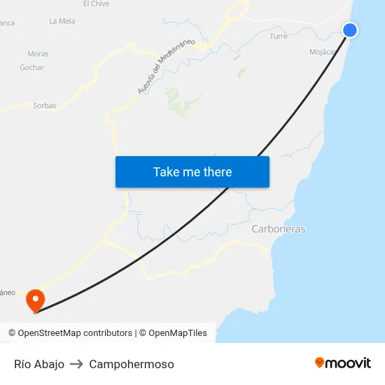 Río Abajo to Campohermoso map