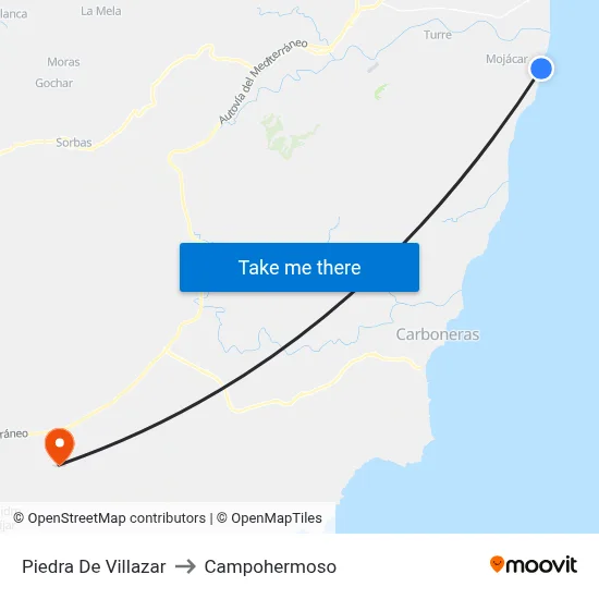 Piedra De Villazar to Campohermoso map