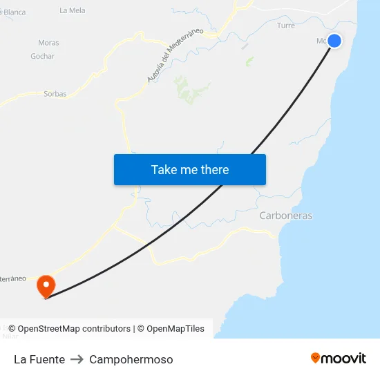 La Fuente to Campohermoso map