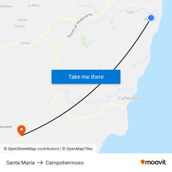 Santa María to Campohermoso map